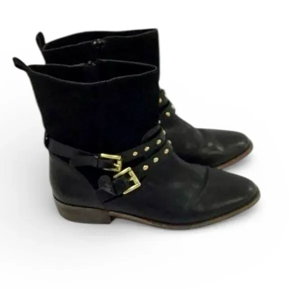 Coach New York Studded Harness Moto Ankle Boots Black Leather Size 6B - Picture 4 of 7